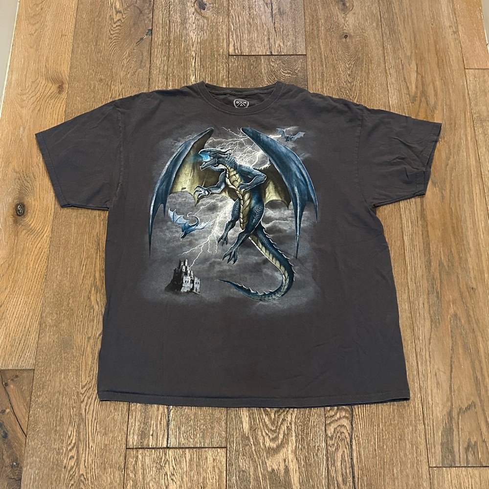 Dragon Graphic T-Shirt in Black and Blue